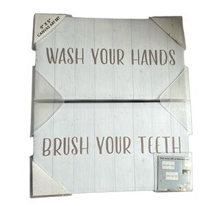 Wash Your‎ Hands Brush Your Teeth Bathroom Wall Art Set - 9" x 5" Canvas